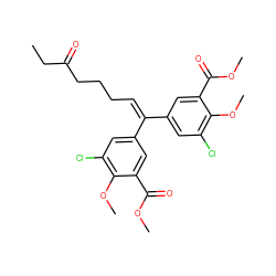 CCC(=O)CCCC=C(c1cc(Cl)c(OC)c(C(=O)OC)c1)c1cc(Cl)c(OC)c(C(=O)OC)c1 ZINC000006004672