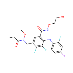 CCC(=O)N(Cc1cc(C(=O)NOCCO)c(Nc2ccc(I)cc2F)c(F)c1F)OC ZINC000096175819