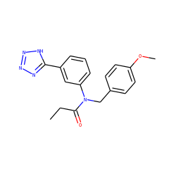 CCC(=O)N(Cc1ccc(OC)cc1)c1cccc(-c2nnn[nH]2)c1 ZINC000084712405