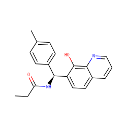CCC(=O)N[C@@H](c1ccc(C)cc1)c1ccc2cccnc2c1O ZINC000000102650