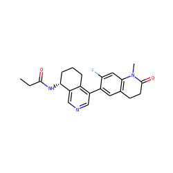 CCC(=O)N[C@@H]1CCCc2c(-c3cc4c(cc3F)N(C)C(=O)CC4)cncc21 ZINC000205013967