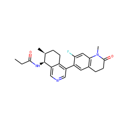 CCC(=O)N[C@@H]1c2cncc(-c3cc4c(cc3F)N(C)C(=O)CC4)c2CC[C@@H]1C ZINC000205032367
