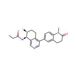 CCC(=O)N[C@@H]1c2cncc(-c3ccc4c(c3)CCC(=O)N4C)c2CC[C@@H]1F ZINC000205050593