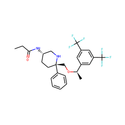 CCC(=O)N[C@H]1CC[C@@](CO[C@H](C)c2cc(C(F)(F)F)cc(C(F)(F)F)c2)(c2ccccc2)NC1 ZINC000034326550