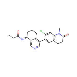 CCC(=O)N[C@H]1CCCc2c(-c3cc4c(cc3Cl)N(C)C(=O)CC4)cncc21 ZINC000205022512
