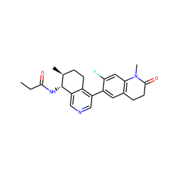 CCC(=O)N[C@H]1c2cncc(-c3cc4c(cc3F)N(C)C(=O)CC4)c2CC[C@@H]1C ZINC000205041666