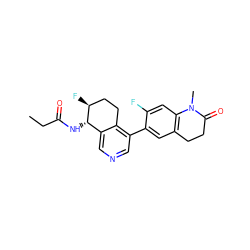 CCC(=O)N[C@H]1c2cncc(-c3cc4c(cc3F)N(C)C(=O)CC4)c2CC[C@@H]1F ZINC000205050638