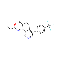 CCC(=O)N[C@H]1c2cncc(-c3ccc(C(F)(F)F)cc3)c2CC[C@H]1C ZINC000205713343