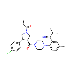 CCC(=O)N1C[C@@H](C(=O)N2CCN(c3ccc(C)cc3[C@@H](N)C(C)C)CC2)[C@H](c2ccc(Cl)cc2)C1 ZINC000028824075