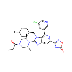 CCC(=O)N1C[C@@H](C)N(c2nc3cc(-c4noc(=O)[nH]4)nc(-c4cncc(Cl)c4)c3n2C[C@H]2CC[C@H](C)CC2)[C@H](C)C1 ZINC000261188252