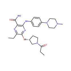 CCC(=O)N1CC[C@@H](Oc2nc(Nc3ccc(N4CCN(C)CC4)cc3)c(C(N)=O)nc2CC)C1 ZINC000473213489