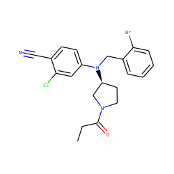 CCC(=O)N1CC[C@H](N(Cc2ccccc2Br)c2ccc(C#N)c(Cl)c2)C1 ZINC000045384973