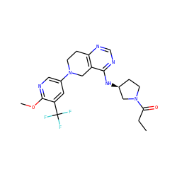 CCC(=O)N1CC[C@H](Nc2ncnc3c2CN(c2cnc(OC)c(C(F)(F)F)c2)CC3)C1 ZINC000113570569