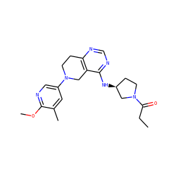 CCC(=O)N1CC[C@H](Nc2ncnc3c2CN(c2cnc(OC)c(C)c2)CC3)C1 ZINC000113567762