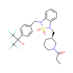 CCC(=O)N1CCC[C@@H](CN2c3ccccc3N(Cc3ccc(C(O)(C(F)(F)F)C(F)(F)F)cc3)S2(=O)=O)C1 ZINC000299857843