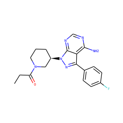 CCC(=O)N1CCC[C@@H](n2nc(-c3ccc(F)cc3)c3c(N)ncnc32)C1 ZINC001772651763
