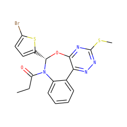 CCC(=O)N1c2ccccc2-c2nnc(SC)nc2O[C@H]1c1ccc(Br)s1 ZINC000000684492