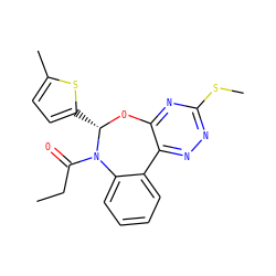 CCC(=O)N1c2ccccc2-c2nnc(SC)nc2O[C@H]1c1ccc(C)s1 ZINC000000684545