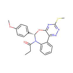 CCC(=O)N1c2ccccc2-c2nnc(SC)nc2O[C@H]1c1ccc(OC)cc1 ZINC000000684265