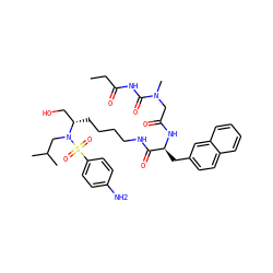CCC(=O)NC(=O)N(C)CC(=O)N[C@@H](Cc1ccc2ccccc2c1)C(=O)NCCCC[C@@H](CO)N(CC(C)C)S(=O)(=O)c1ccc(N)cc1 ZINC000169702512