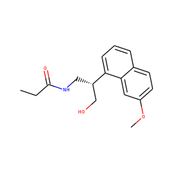 CCC(=O)NC[C@@H](CO)c1cccc2ccc(OC)cc12 ZINC000064624593