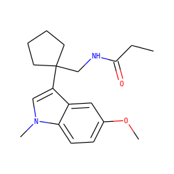 CCC(=O)NCC1(c2cn(C)c3ccc(OC)cc23)CCCC1 ZINC000036188155