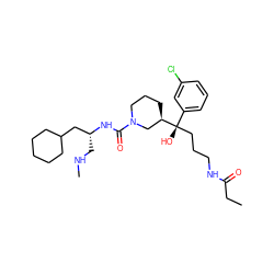 CCC(=O)NCCC[C@@](O)(c1cccc(Cl)c1)[C@@H]1CCCN(C(=O)N[C@H](CNC)CC2CCCCC2)C1 ZINC000045388618