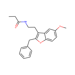 CCC(=O)NCCc1c(Cc2ccccc2)oc2ccc(OC)cc12 ZINC000013781792