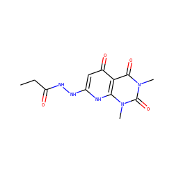 CCC(=O)NNc1cc(=O)c2c(=O)n(C)c(=O)n(C)c2[nH]1 ZINC000008828915