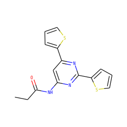 CCC(=O)Nc1cc(-c2cccs2)nc(-c2cccs2)n1 ZINC000066100181