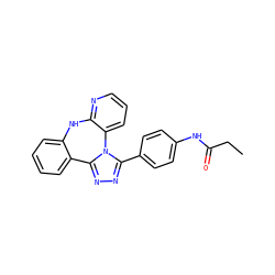 CCC(=O)Nc1ccc(-c2nnc3n2-c2cccnc2Nc2ccccc2-3)cc1 ZINC000142044599