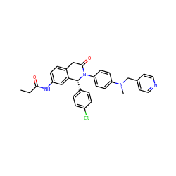 CCC(=O)Nc1ccc2c(c1)[C@@H](c1ccc(Cl)cc1)N(c1ccc(N(C)Cc3ccncc3)cc1)C(=O)C2 ZINC000118786859