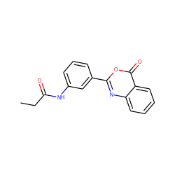 CCC(=O)Nc1cccc(-c2nc3ccccc3c(=O)o2)c1 ZINC000001030777