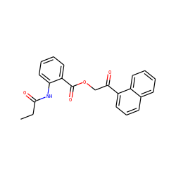 CCC(=O)Nc1ccccc1C(=O)OCC(=O)c1cccc2ccccc12 ZINC000000992784