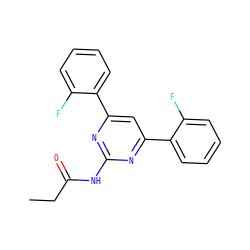CCC(=O)Nc1nc(-c2ccccc2F)cc(-c2ccccc2F)n1 ZINC000066112480
