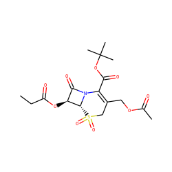 CCC(=O)O[C@H]1C(=O)N2C(C(=O)OC(C)(C)C)=C(COC(C)=O)CS(=O)(=O)[C@H]12 ZINC000026505585