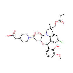 CCC(=O)OCC(C)(C)CN1C(=O)[C@@H](CC(=O)N2CCC(CC(=O)O)CC2)O[C@H](c2cccc(OC)c2OC)c2cc(Cl)ccc21 ZINC000027521323