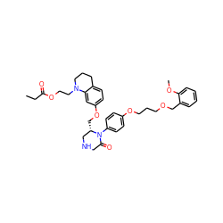 CCC(=O)OCCN1CCCc2ccc(OC[C@H]3CNCC(=O)N3c3ccc(OCCCOCc4ccccc4OC)cc3)cc21 ZINC000014966546