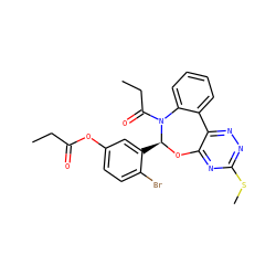 CCC(=O)Oc1ccc(Br)c([C@@H]2Oc3nc(SC)nnc3-c3ccccc3N2C(=O)CC)c1 ZINC000000684424