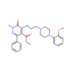 CCC(=O)c1c(-c2ccccc2)nn(C)c(=O)c1NCCN1CCN(c2ccccc2OC)CC1 ZINC000013863381
