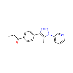 CCC(=O)c1ccc(-c2nnn(-c3cccnc3)c2C)cc1 ZINC000045302638