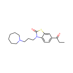 CCC(=O)c1ccc2c(c1)sc(=O)n2CCCN1CCCCCC1 ZINC000096916501