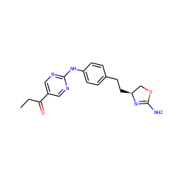 CCC(=O)c1cnc(Nc2ccc(CC[C@H]3COC(N)=N3)cc2)nc1 ZINC000169701188