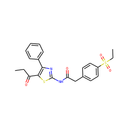 CCC(=O)c1sc(NC(=O)Cc2ccc(S(=O)(=O)CC)cc2)nc1-c1ccccc1 ZINC000103235254