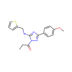 CCC(=O)n1nc(-c2ccc(OC)cc2)nc1NCc1cccs1 ZINC000004808563