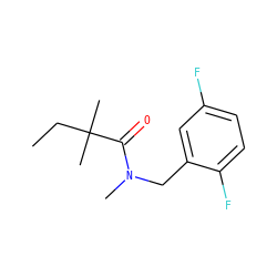 CCC(C)(C)C(=O)N(C)Cc1cc(F)ccc1F ZINC001772580541