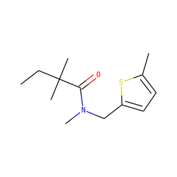 CCC(C)(C)C(=O)N(C)Cc1ccc(C)s1 ZINC000078464820