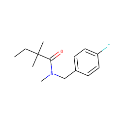 CCC(C)(C)C(=O)N(C)Cc1ccc(F)cc1 ZINC000338878165