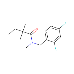 CCC(C)(C)C(=O)N(C)Cc1ccc(F)cc1F ZINC000263817580