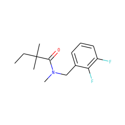 CCC(C)(C)C(=O)N(C)Cc1cccc(F)c1F ZINC001772615715
